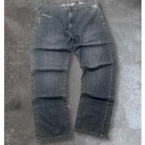 Raider Jeans Mens W34 L32 Black Wash Denim Straight Leg Relaxed Fit Casual